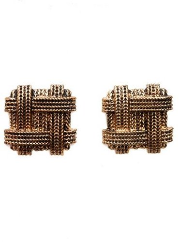 Golden Woven Stud Earrings