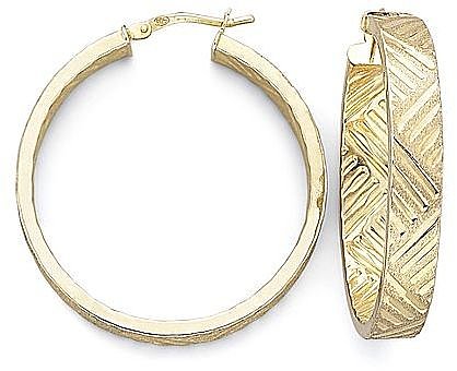 14K over Silver Basket Hoop Earrings