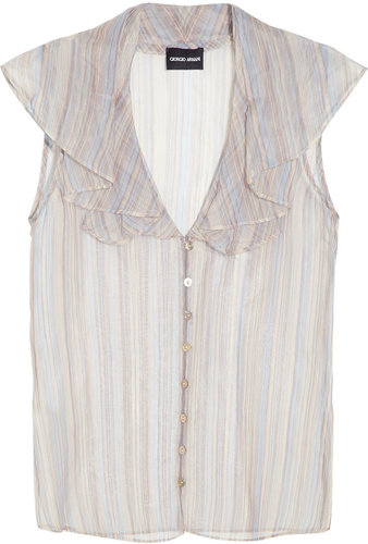 Giorgio Armani Striped silk-voile blouse