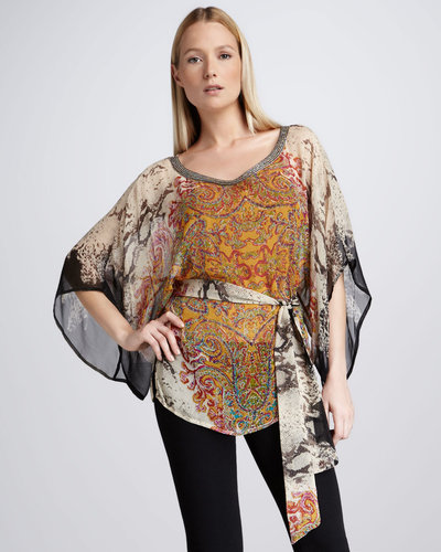 Kay Celine Mixed-Media Blouse