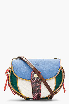 JEROME DREYFUSS Mini Blue Suede & Snakeskin Momo Disco Bag
