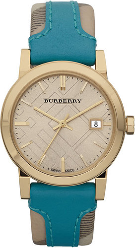 Burberry Medium Stamped Leather Strap Watch