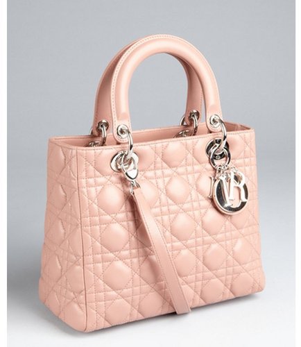 Christian Dior rosewood cannage quilted lambskin 'Lady Dior' medium top handle bag