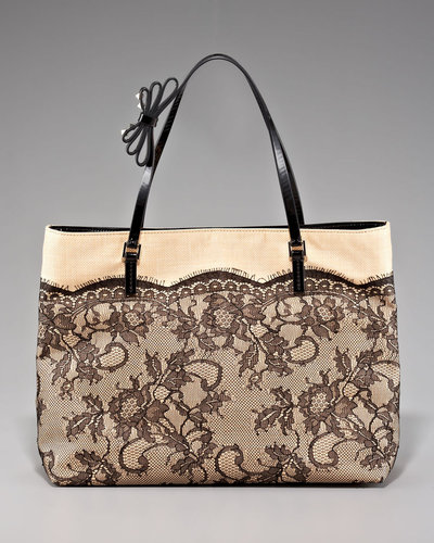 Valentino Lace Straw Tote