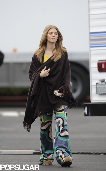 AnnaLynne McCord sported colorful pants and a blanket while on the set of 90210 on Tuesday in LA.
AnnaLynne McCord sported colorful pants and a blanket while on the set of 90210 on Tuesday in LA.