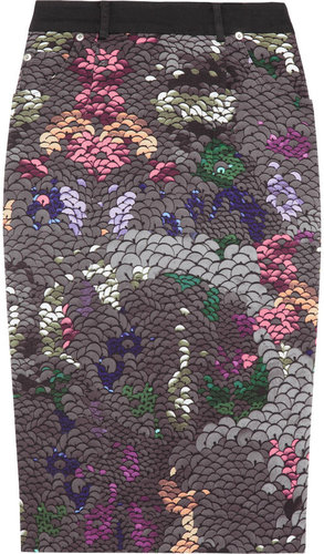 Preen Line Penelope sequin-print stretch cotton-drill pencil skirt