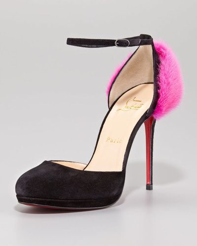 Christian Louboutin Crazy Fur Suede Red Sole Pump
