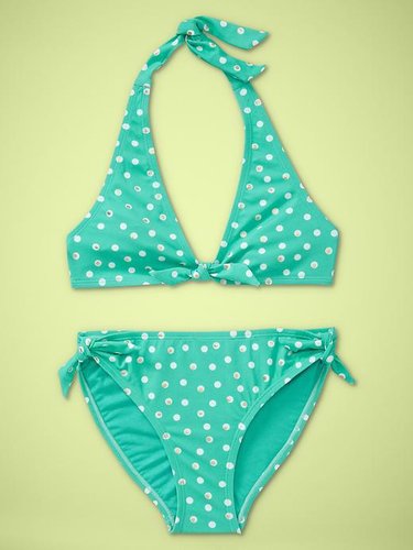 Metallic dot halter two-piece