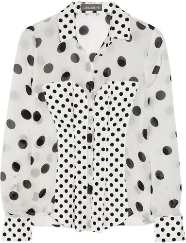 Callula Lillibelle Vivian polka-dot chiffon and stretch-cotton shirt