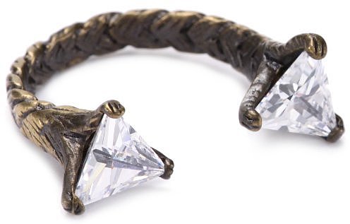 Beyond Rings "Statement" Antique Gold and Crystal Prism Ring