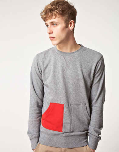 55DSL Faddler Crew Neck Contrast Pocket Sweat Shirt