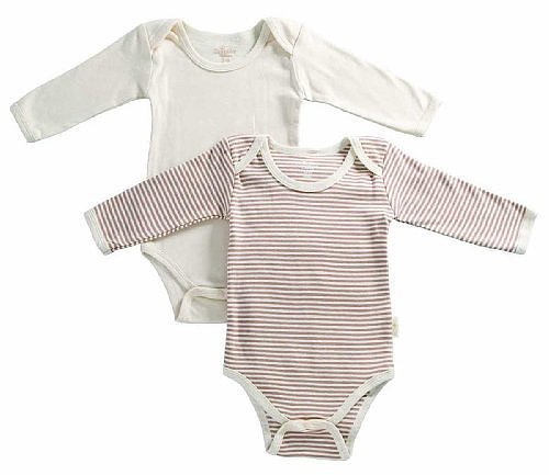 Tadpoles Organic Cotton 2Piece Romper Set Pinstripe/Solid, Cocoa, 3-6 Months