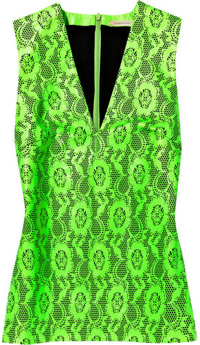 Christopher Kane Laser-cut neon leather top