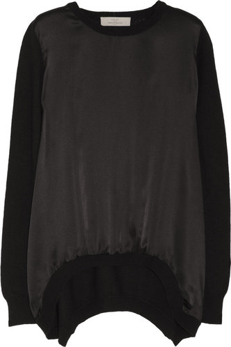 Preen Line Swing satin-paneled sweater