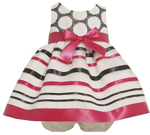 Bonnie Baby Girls Infant Organza Dress With Ribbon Trim
