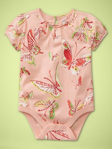 Puff-sleeve printed bodysuit