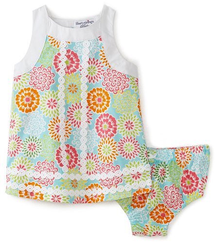 Hartstrings Baby-girls Newborn Printed Poplin Dress and Diaper Cover Set