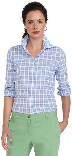 Tailored Fit Two-Tone Plaid Blouse