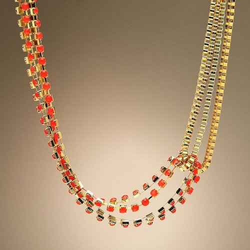 Jennifer lopez gold tone simulated crystal swag necklace