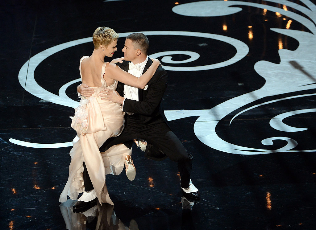 Charlize Theron and Channing Tatum shared a romantic dance on stage during the Oscars.
Charlize Theron and Channing Tatum shared a romantic dance on stage during the Oscars.