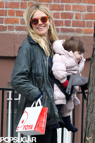 Sienna Miller carried Marlowe for a day of shopping in NYC.
Sienna Miller carried Marlowe for a day of shopping in NYC.