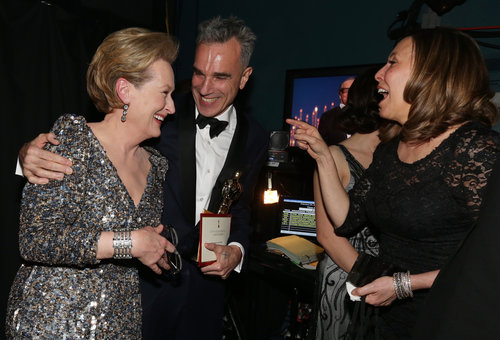 Meryl Streep and Daniel Day-Lewis shared a moment backstage.
Meryl Streep and Daniel Day-Lewis shared a moment backstage.