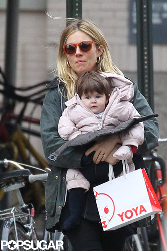 Sienna Miller carried Marlowe Sturridge for a day of shopping in NYC.
Sienna Miller carried Marlowe Sturridge for a day of shopping in NYC.