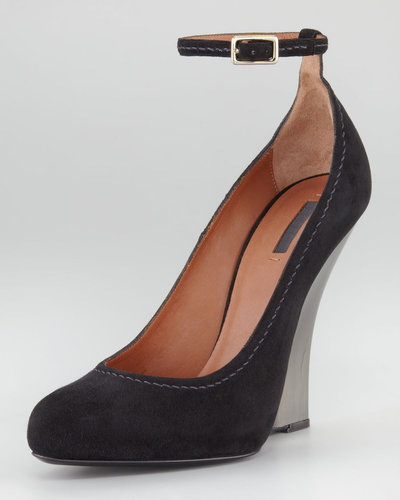 Giorgio Armani Ankle-Strap Suede Wedge