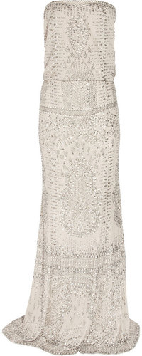 KAUFMANFRANCO Embellished silk-chiffon gown