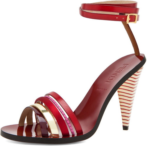 Fendi Mid Heel in Red Multi