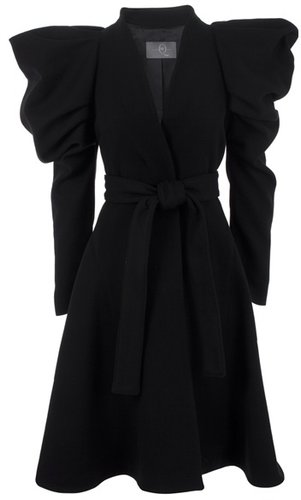 MCQ BY ALEXANDER MCQUEEN - Wool blend coat with exaggerated puff sleeves and stitched panelling