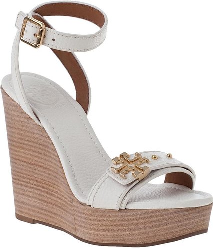 TORY BURCH Elina Wedge Sandal Ivory Leather