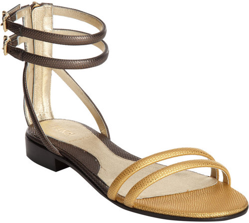 Fendi Stamped Two-Tone Flat Sandal