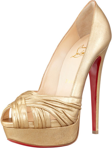 Christian Louboutin Aborina Metallic Twist-Front Platform Red Sole Pump