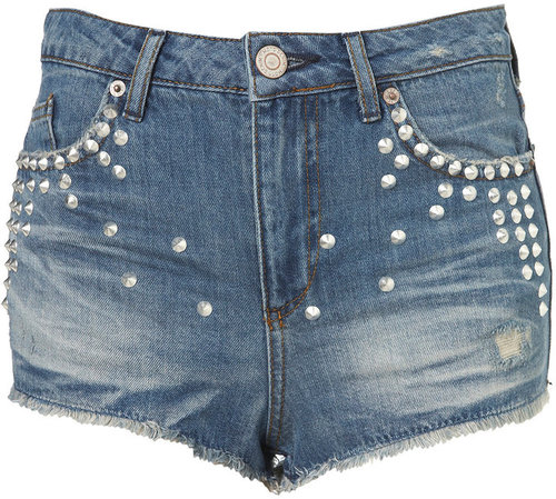 Petite Studded Denim Hotpants