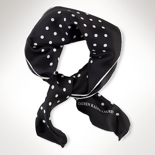 Ralph Lauren Polka-Dot Small Square Scarf