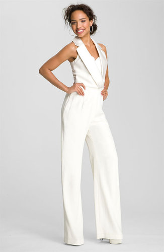Theia Tuxedo Style Silk Jumpsuit