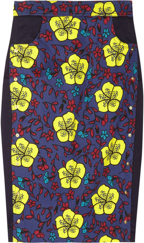 KENZO Floral-print stretch-cotton pencil skirt