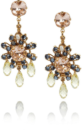 Bijoux Heart Daisy 24-karat gold-plated Swarovski crystal earrings