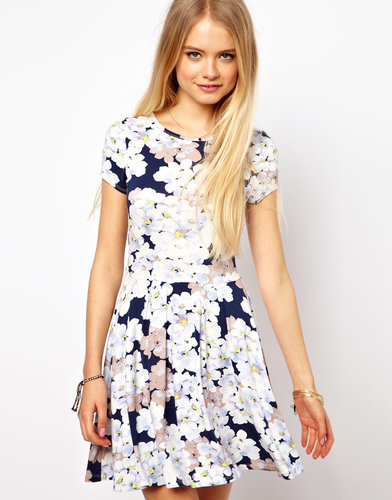 ASOS Skater Dress In Pansy Floral Print