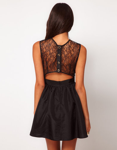 Elise Ryan Lace Taffeta Skater Dress