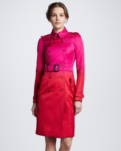Burberry Prorsum Two-Tone Silk Trenchcoat