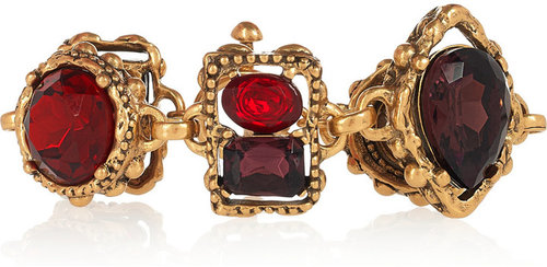 Oscar de la Renta 24-karat gold-plated crystal bracelet