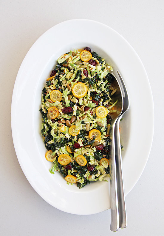 Shredded Brussels Sprouts, Kale, and Kumquat Salad Shredded Brussels Sprouts, Kale, and Kumquat Salad