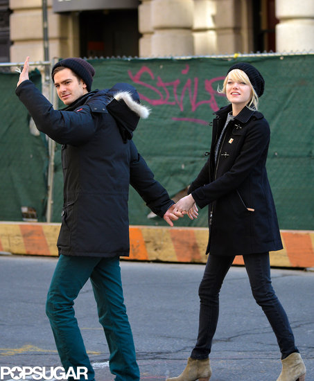 Andrew Garfield and Emma Stone walked in the West Village after having breakfast.
Andrew Garfield and Emma Stone walked in the West Village after having breakfast.