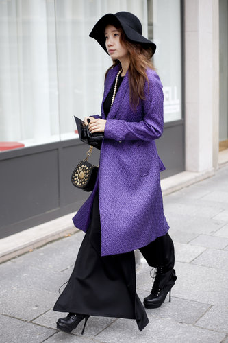 A gorgeous purple coat added a regal style element to this maxi dress.
A gorgeous purple coat added a regal style element to this maxi dress.
