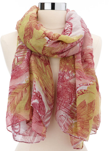 Tropical Leaf & Feather Scarf