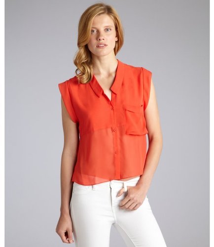 DV by Dolce Vita red chiffon 'Carlie' sleeveless button front blouse