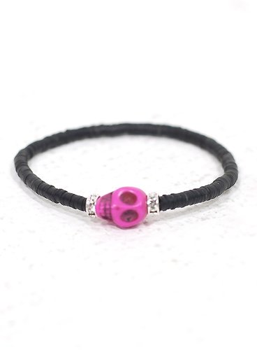 Alejandra Hill Vinyl Trade Bead Skull Bracelet in Black