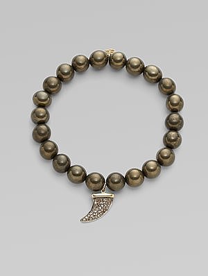 Diamond Accented 14K Gold Horn Beaded Bracelet
